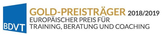 Gold-Preisträgerin 2018/2019 – Europäischer Preis für Training, Beratung und Coaching · BDVT